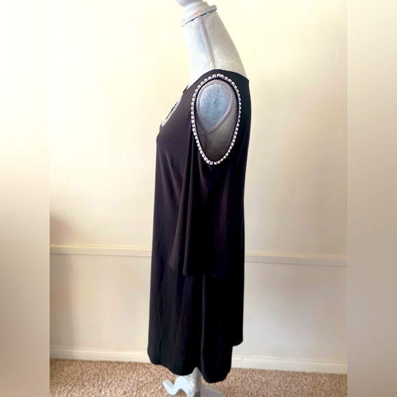 JBS 🖤BLACK🖤 EMBELLISHED COLD-SHOULDER COCKTAIL DRESS SIZE LARGE 🌟EUC🌟 - Picture 8 of 15